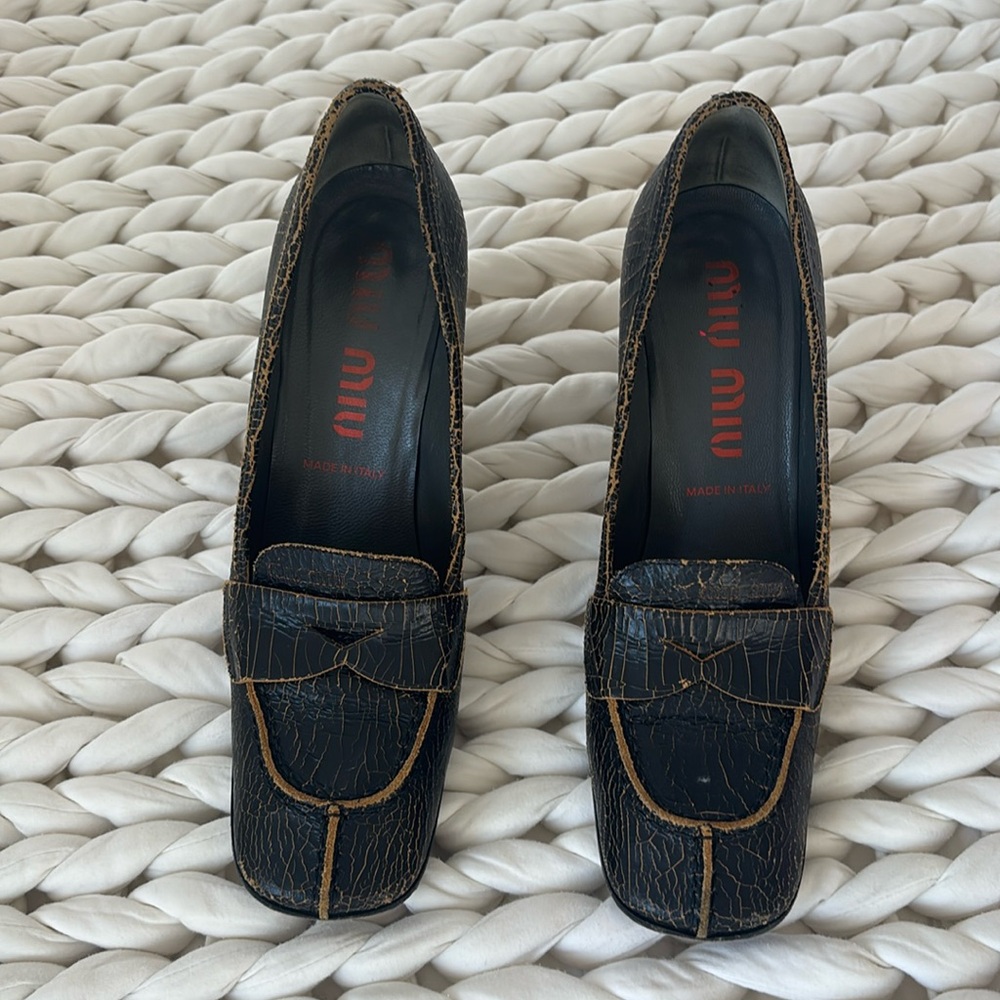 Miu Miu Calzature Donna Cracked Leather Split Boy Pumps Fall 2001